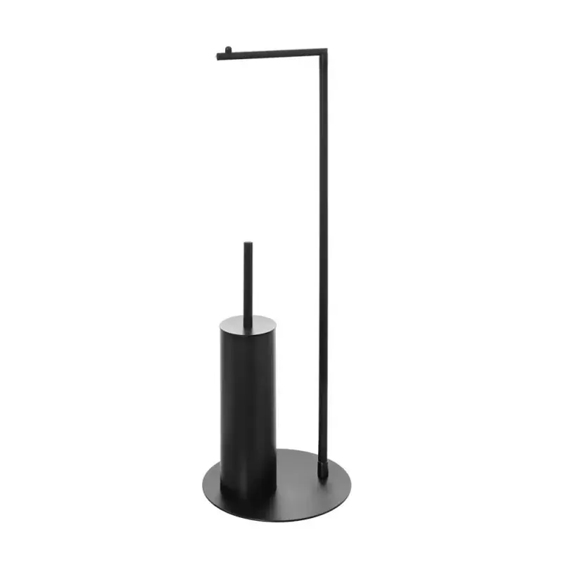 Piantana porta rotolo e scopino da appoggio in acciaio nero opaco Style Compra Online