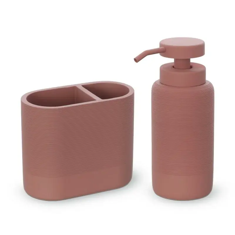 Non Perdere Set accessori bagno 2 pezzi in poliresina terracotta Marica