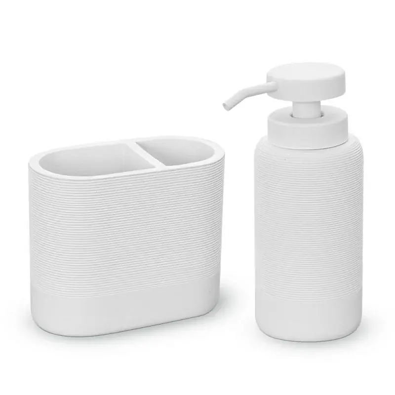 Affare Set accessori bagno 2 pezzi in poliresina bianca Marica