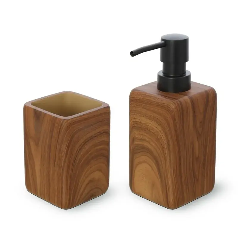 Set accessori bagno 2 pezzi in poliresina effetto legno Radici Ultima Occasione