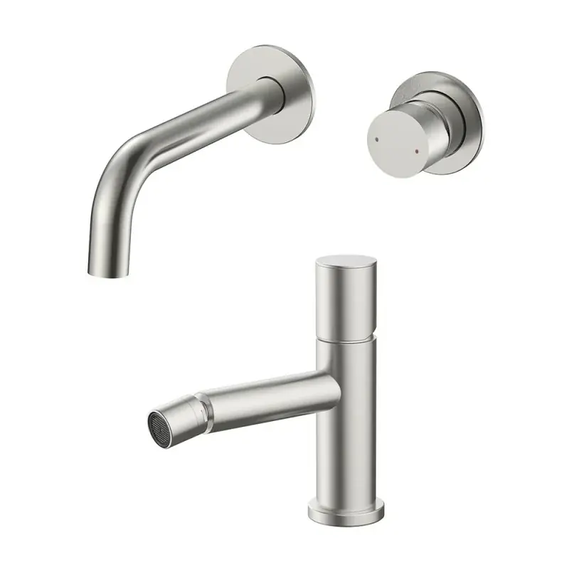 Soddisfatti O Rimborsati Set miscelatori lavabo a muro e bidet satinato senza leva Gemini