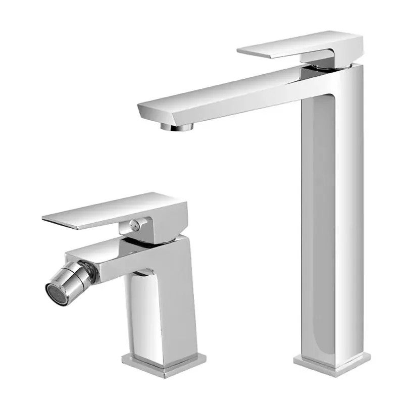 Set di rubinetti lavabo alto e bidet finitura cromo con piletta Kubo Ultimissimo Modello