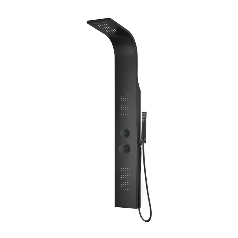 Economico Pannello doccia idromassaggio in alluminio nero opaco con 4 getti