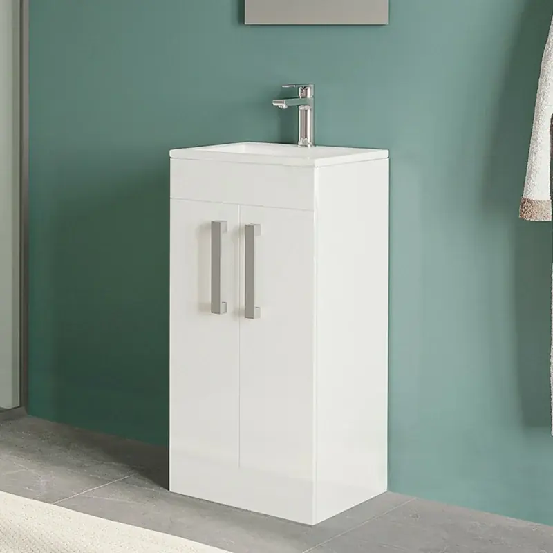 Quantità Limitata Mobiletto bagno da terra 40 cm salvaspazio bianco 2 ante Poket