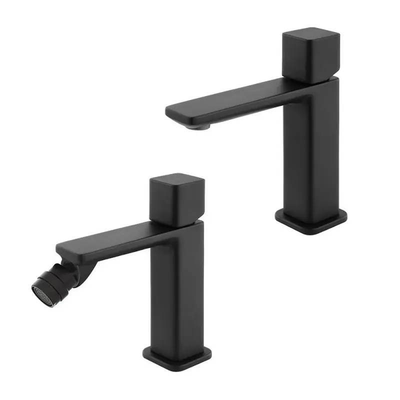 Ultime Pezzi Set di rubinetti lavabo e bidet nero opaco con piletta Lotus