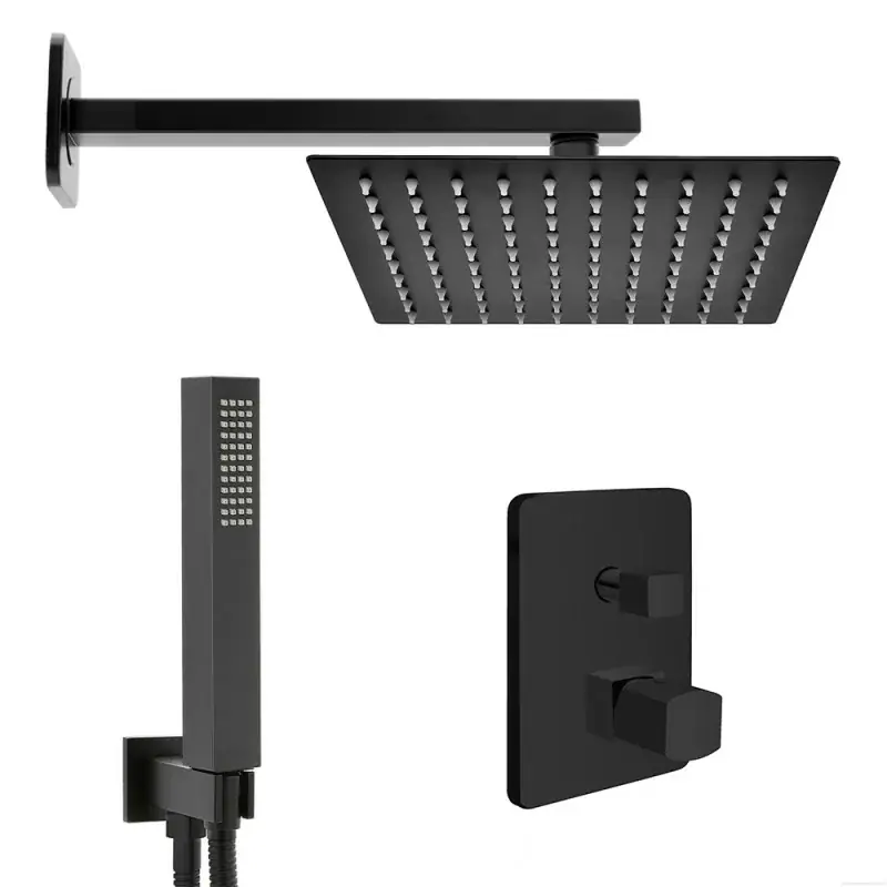 Set doccia da incasso con soffione 30 cm e kit completo nero opaco Lotus Affare