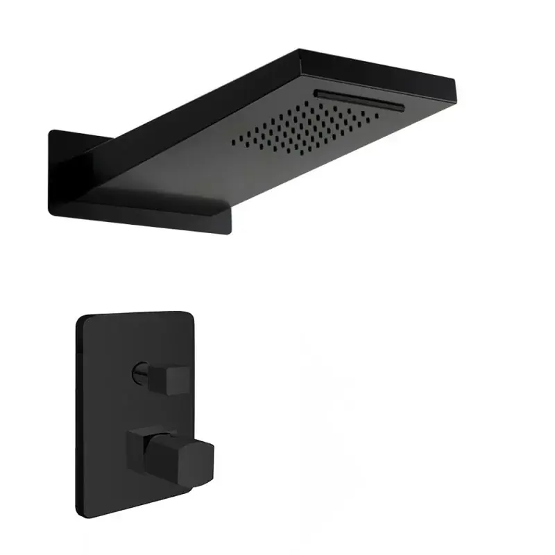 Set doccia da incasso con soffione a sbalzo 22x50 cm nero opaco Lotus Acquista Ora