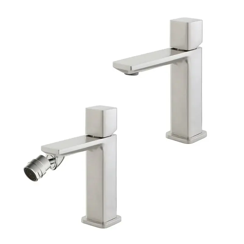 Set di rubinetti lavabo e bidet color nichel con piletta Lotus Promozione Esclusiva