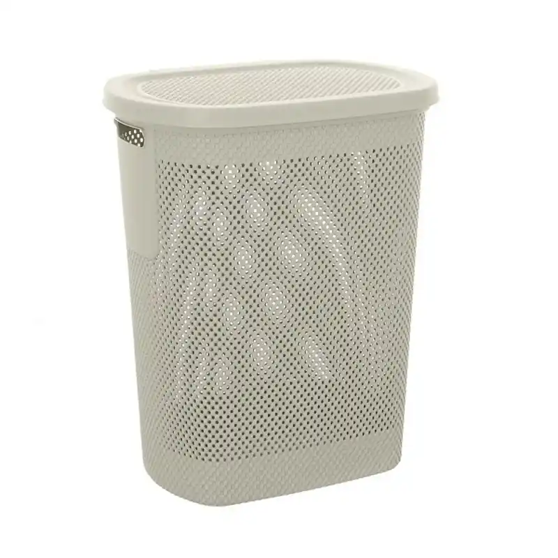 Cesto portabiancheria con coperchio in plastica bianca 58 lt Kamala A Buon Prezzo