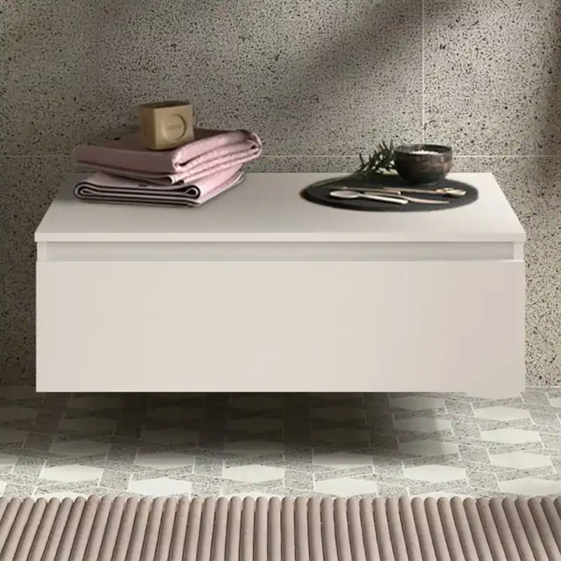 Nuova Collezione Cassettiera bagno 80 cm sospesa bianco opaco con chiusura soft close - Sumo