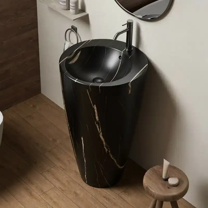 Lavandino freestanding da terra 50x85h cm effetto marmo nero Tokyo Offerta Limitata