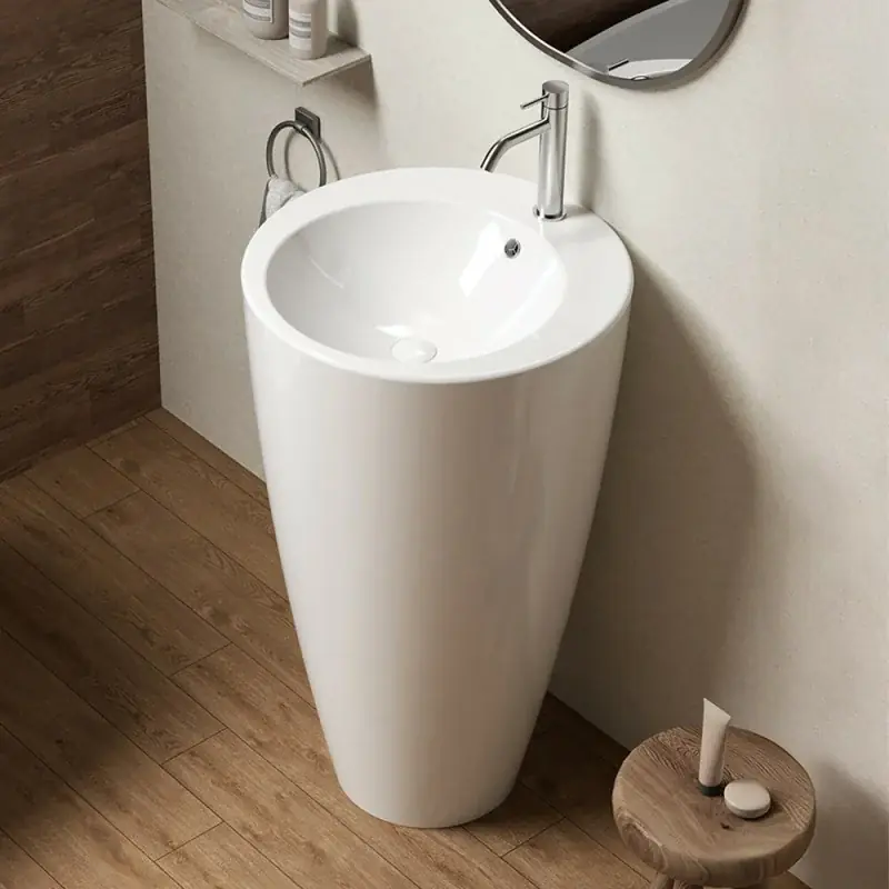 Lavabo freestanding 50x85h cm in ceramica bianco lucido Tokyo Consegna Rapida