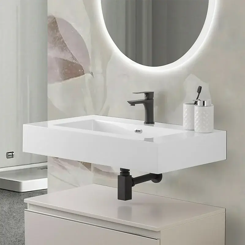 Occasione Imperdibile Lavabo sospeso 70 cm in resina bianco lucido Lodi