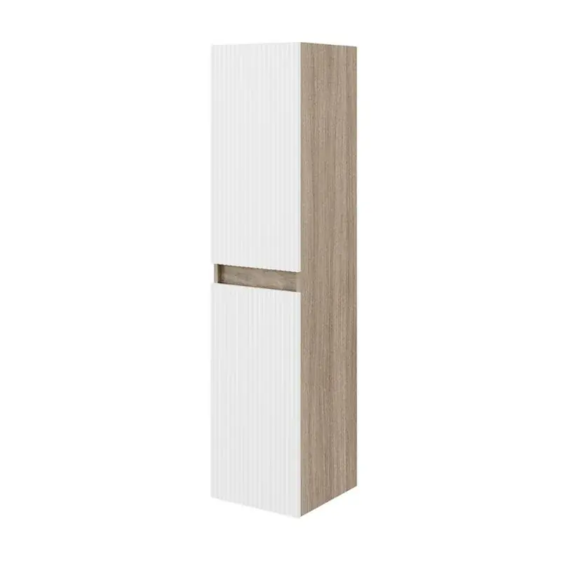 Prezzo Ridotto Colonna bagno sospesa 136 cm frontale bianco cannettato e olmo Porto