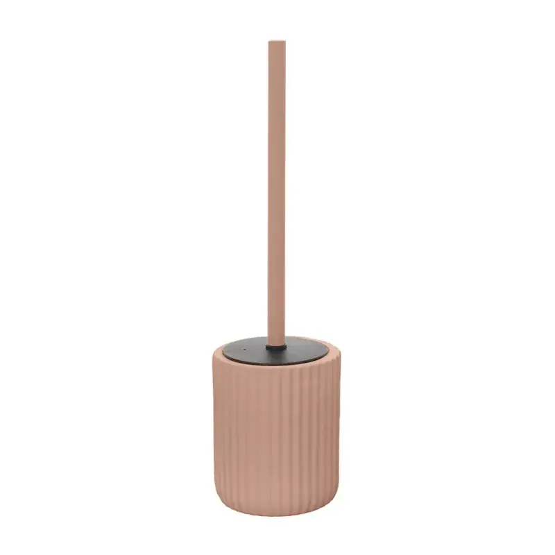 Professionale Scopino wc rosa in ceramica soft touch con setole nere Spring