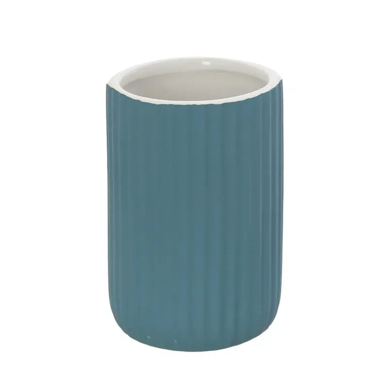 Compra Online Portaspazzolini bagno da appoggio blu in ceramica soft touch Spring