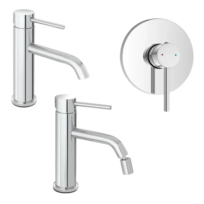 Consegna Rapida Set rubinetti lavabo bidet e doccia in acciaio inox con scarico Nuego