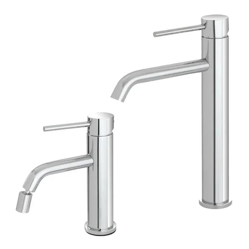 Set rubinetti lavabo alto e bidet in acciaio inox con scarico Nuego Promozione Esclusiva