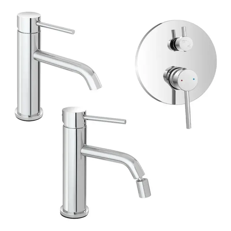 Set rubinetti lavabo bidet e doccia a due vie in acciaio inox Nuego Prezzo Ridotto