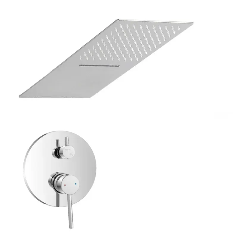 Economico Set doccia da incasso con soffione a sbalzo 25x52 cm e cascata Nuego
