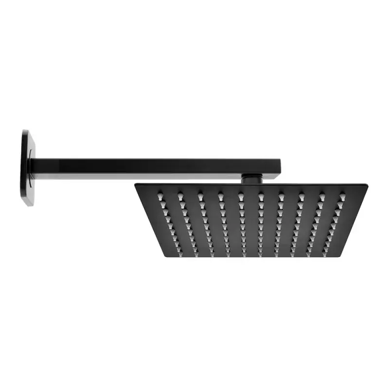 Compra Adesso Set doccia con braccio 40 cm e soffione 30x20 cm in inox nero opaco