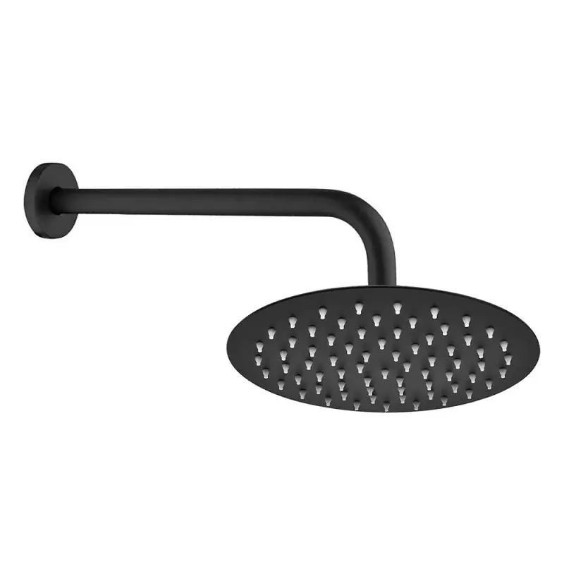 Economico Set doccia con braccio 35 cm e soffione 20 cm in inox nero opaco