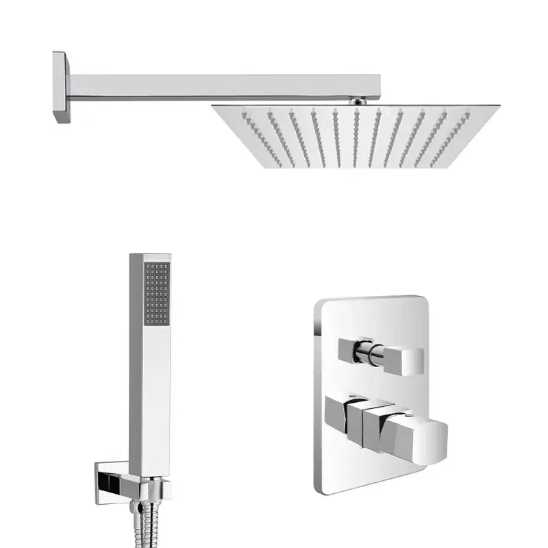 Set doccia da incasso con soffione 30x20 cm e kit doccia completo Lotus Consegna Rapida