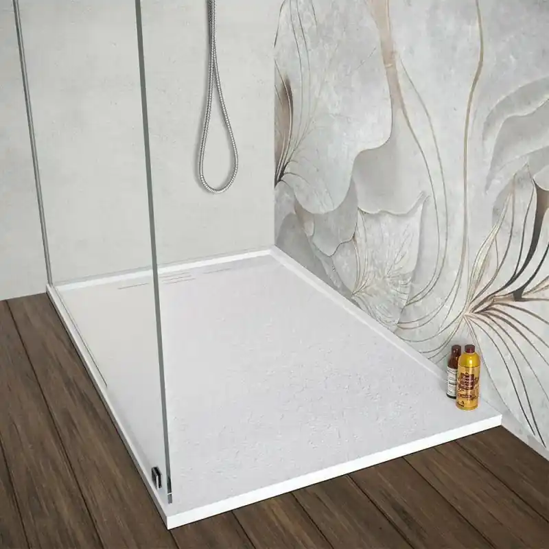 Prezzo Basso Piatto doccia 70x100 bianco pietra in resina riducibile con canalina Argo