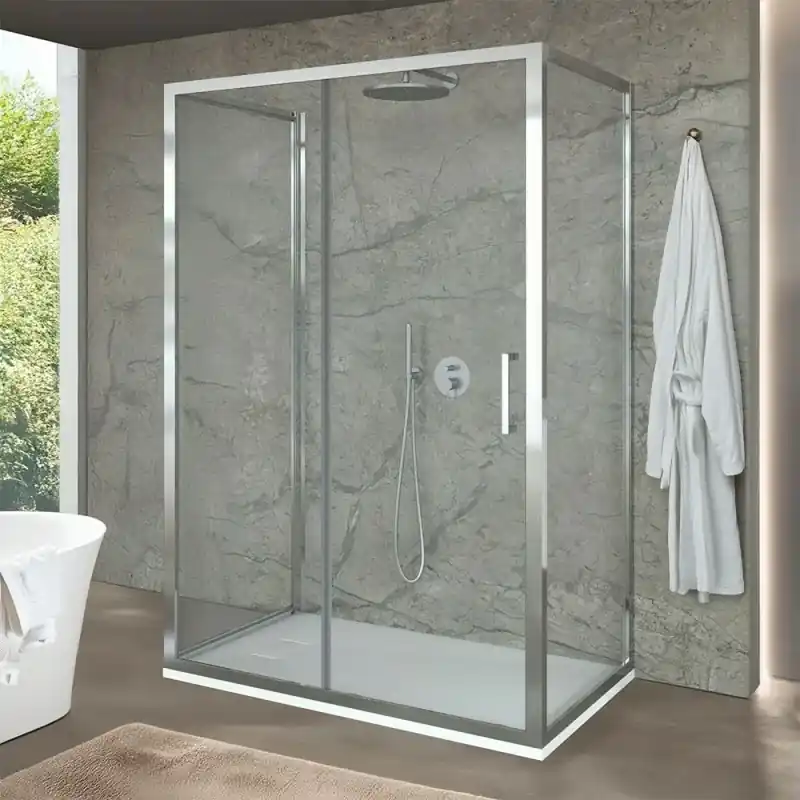 Box doccia 70x140x70 cm con porta scorrevole trasparente H 200 cm Ted Professionale