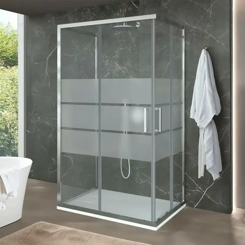 Economico Box doccia 70x80x70 cm con doppio scorrevole serigrafato H 200 cm Ted