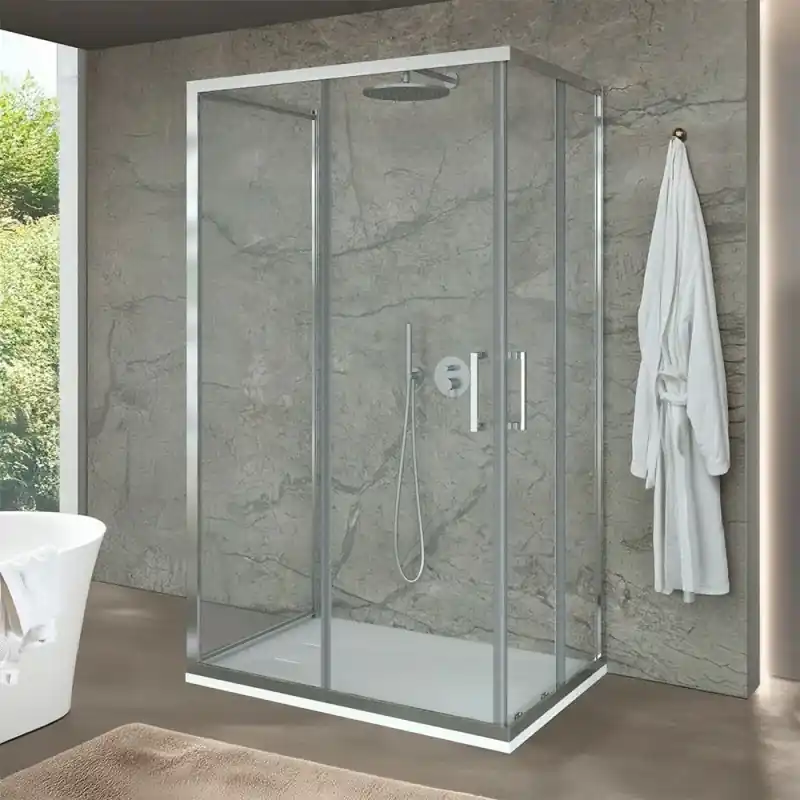 Box doccia 70x120x70 cm con doppio scorrevole trasparente H 200 cm Ted Must-Have