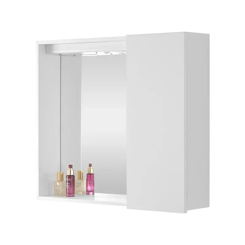 Specchio contenitore 67x60 cm bianco con LED e ripiani interni Pagamento Sicuro