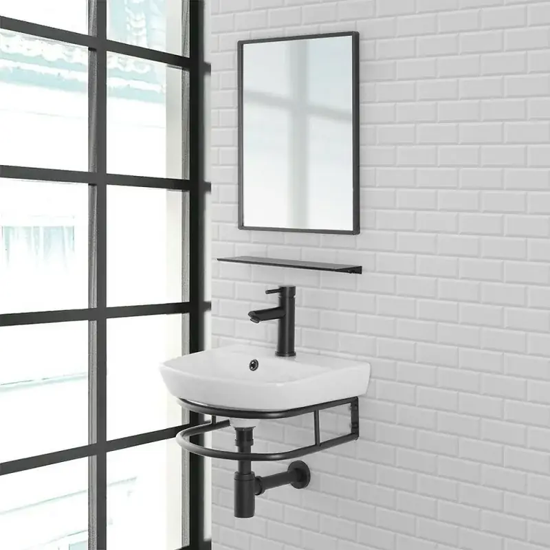 Acquista Ora Mobile lavabo sospeso 45 cm salvaspazio in stile industrial Borg
