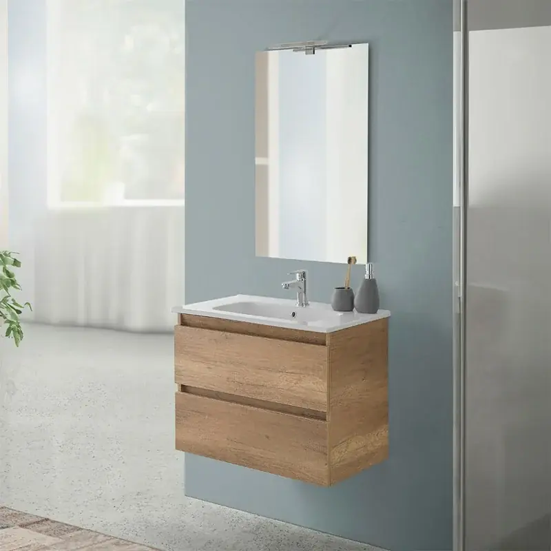 Mobile bagno sospeso 70 rovere naturale completo con lavabo Nadia Non Perdere