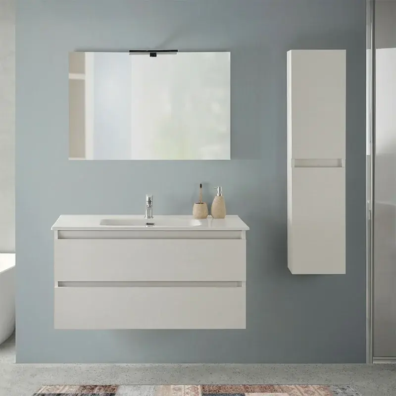 Mobile bagno sospeso 100 cm rovere bianco con pensile H 125 Nadia Ordina Subito