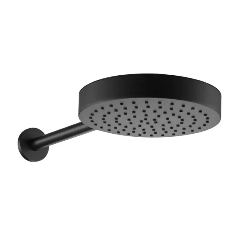 Spedito Oggi Soffione doccia nero opaco 25 con spessore 4 cm e braccio in acciaio