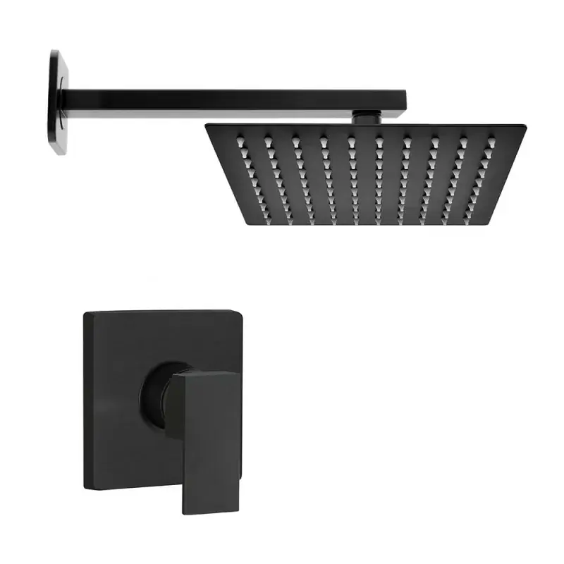 Set doccia incasso nero opaco Kubo braccio e soffione quadrato 25x25 Spedito Oggi