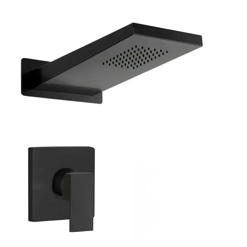 Compra Oggi Stesso Set doccia incasso nero opaco Kubo soffione a sbalzo inox 22x50 cm