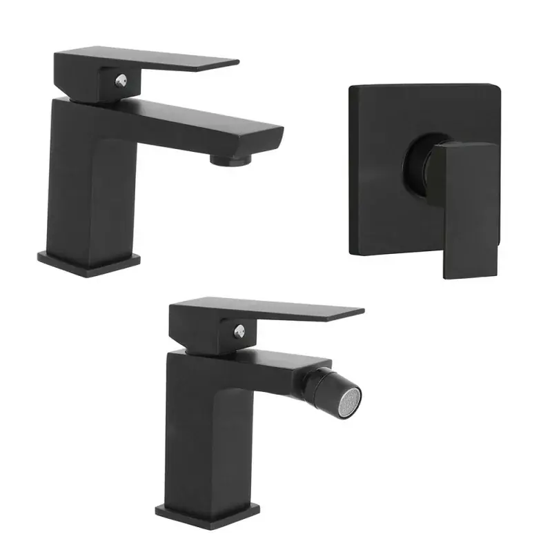 Quantità Limitata Set miscelatori nero opaco lavabo bidet e doccia a incasso Kubo