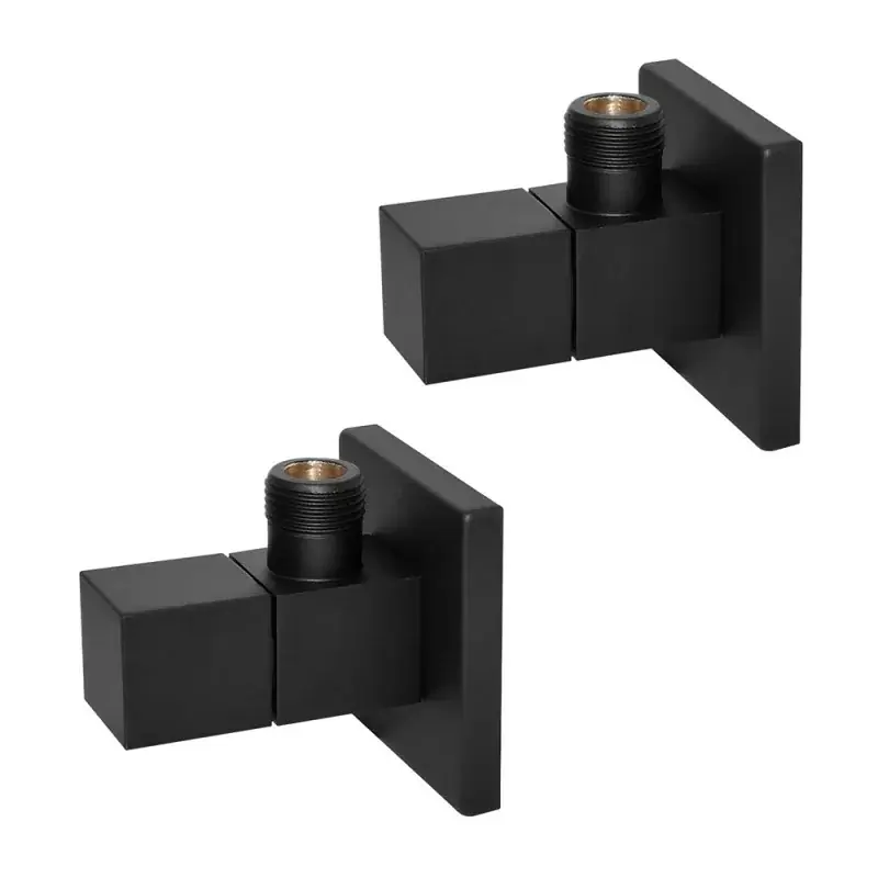 Pagamento Sicuro Coppia valvole da arresto quadrate nero opaco attacchi 1/2G x 3/8G