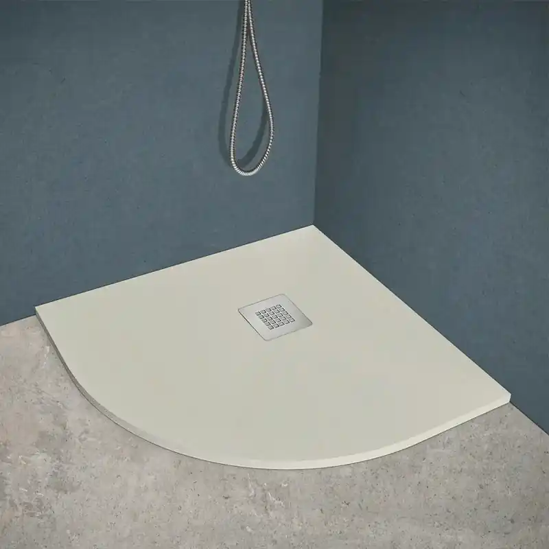 Spedizione Espresso Piatto doccia semicircolare 90x90 beige riducibile su misura Ten