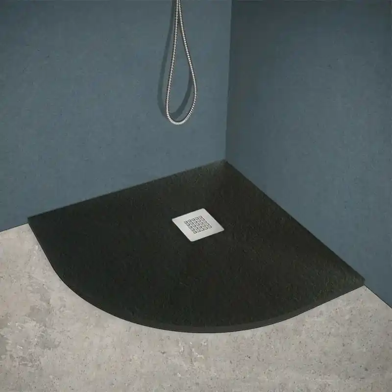 Saldi Piatto doccia semicircolare 100x100 antracite riducibile su misura Ten