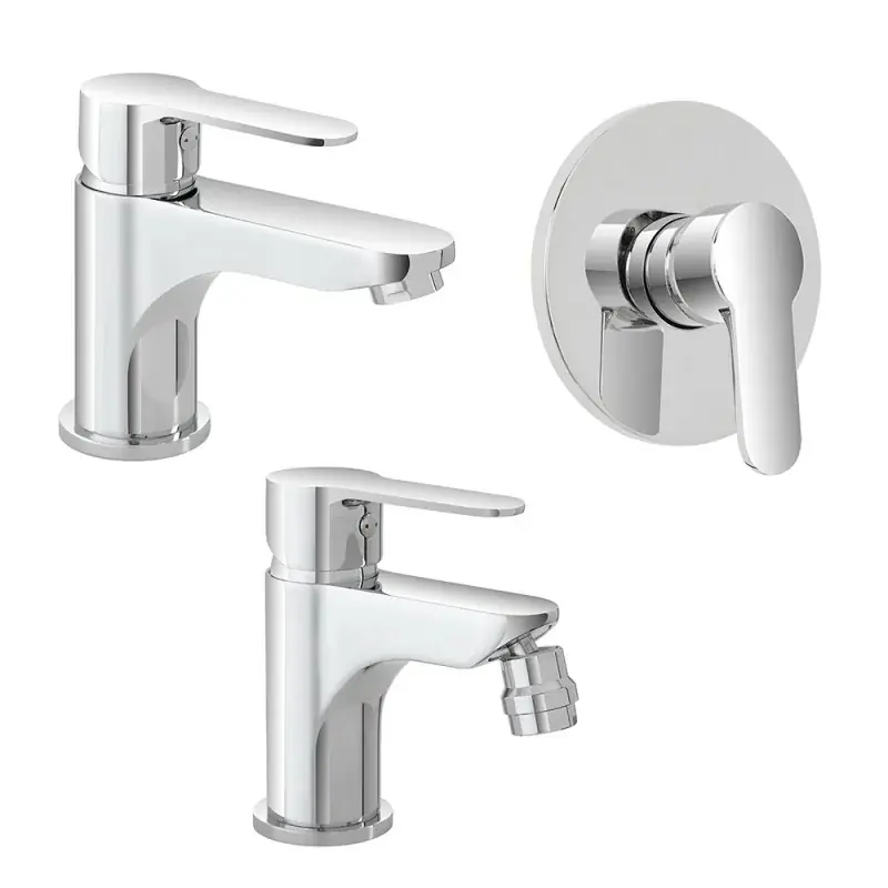 Compra Adesso Set miscelatori lavabo bidet e doccia incasso in ottone cromato Zoe