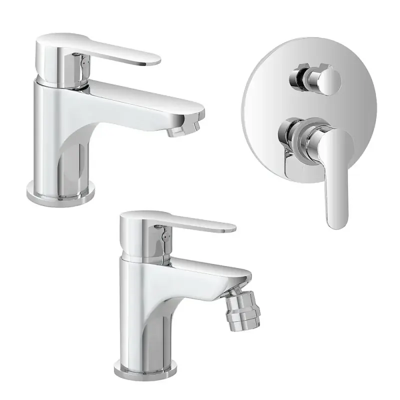 Set miscelatori cromati lavabo bidet e doccia incasso con deviatore Zoe Più Venduto