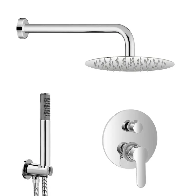 Promozione Esclusiva Set doccia a incasso cromato con soffione 25 cm e kit doccino Zoe