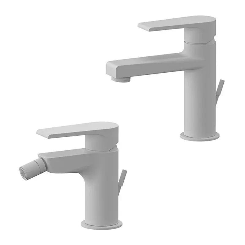 Prezzo Scontato Set miscelatori lavabo e bidet bianco opaco Mariani Artic scarico incluso