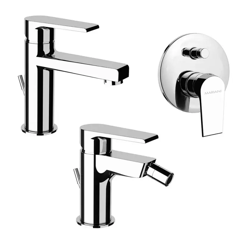 Promozione Set miscelatori lavabo bidet e doccia incasso cromato Mariani Artic