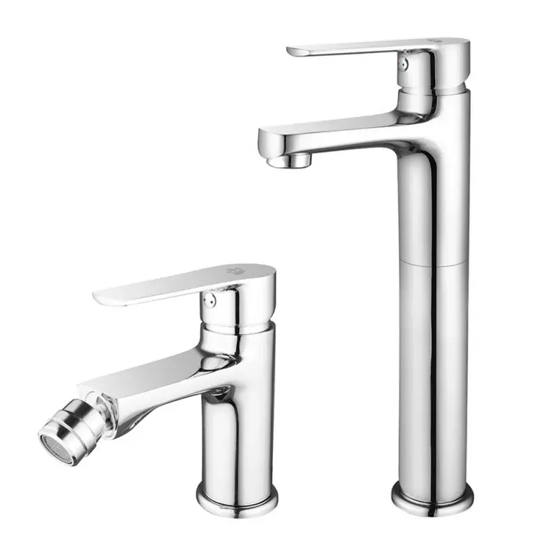 Set miscelatori lavabo alto e bidet cromato con scarico incluso Juliette Saldi