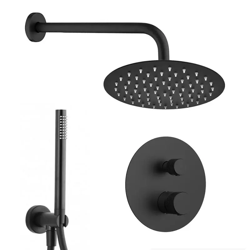 Set doccia incasso nero opaco zigrinato con soffione 30 e kit doccia Gemini Offerta Speciale