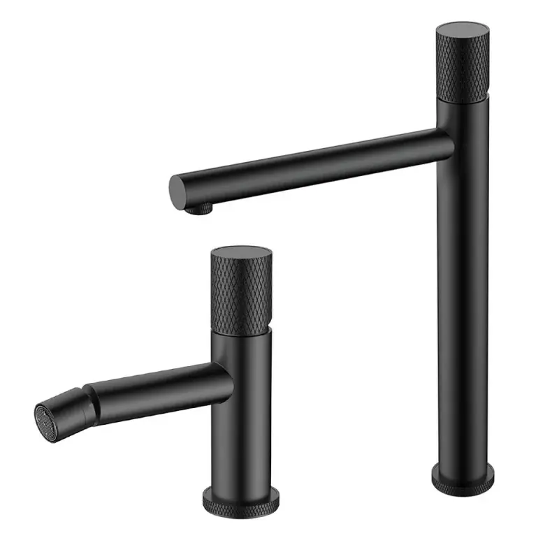 Super Prezzo Set miscelatori lavabo alto e bidet nero opaco con leva zigrinata Gemini
